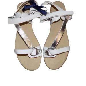 NWT Janie and‎ Jack Girls Sandals in White with Silver trim (genuine leather)
